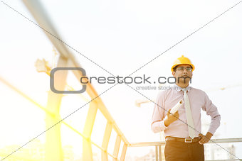Indian male site contractor engineer portrait