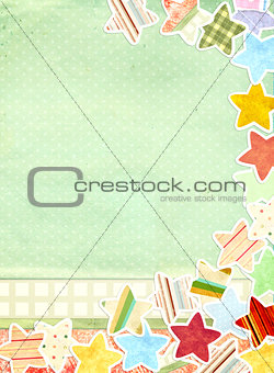 Grunge background with paper stars 