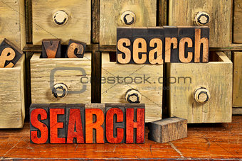 search word concept in wood type