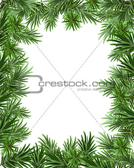 Frame of fir branches for Christmas card. Greeting card template