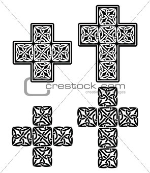 Celtic cross - set of traditional designs in black