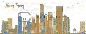 Hong Kong skyline with blue and brown buildings