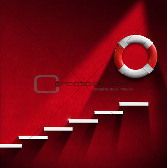 Help Concept - Staircase and Lifebuoy