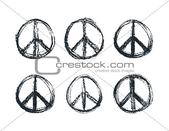 doodle grunge peace sign, vector illustration