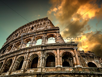 Colosseum in Rome with sky in the background