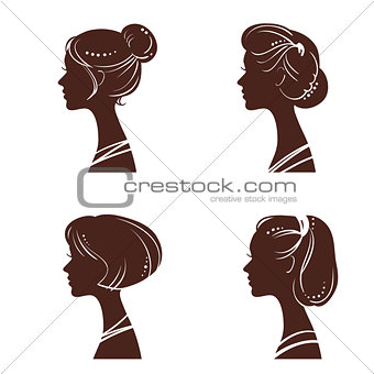 Four silhouettes of women
