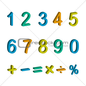 illustration of numbers and maths symbols isolated on white background