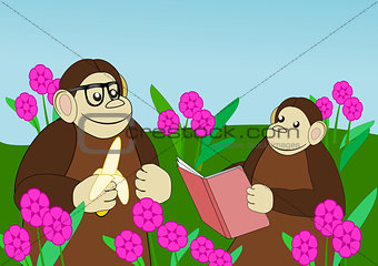 Apes  in Flower Garden