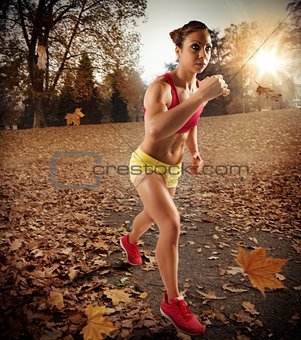 Jogging in autumn