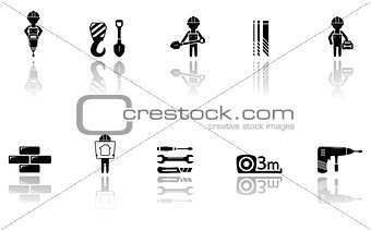 set of construction icons with tools