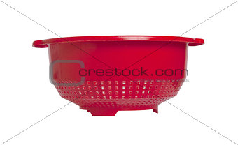 Red empty colander isolated 