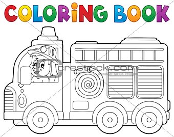 Coloring book fire truck theme 2