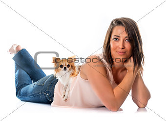 young woman and chihuahua