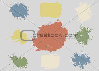 Colorful Retro Vector Stains, Blots, Splashes Set