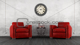 Classic living room with two armchair