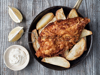 rustic traditional english fish and chips