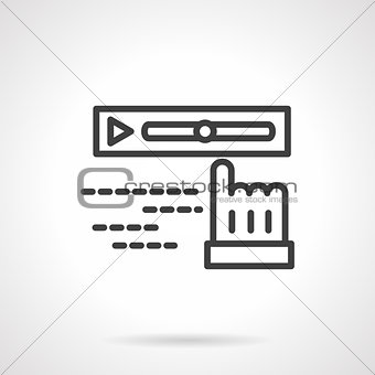 Time tracking video black line vector icon