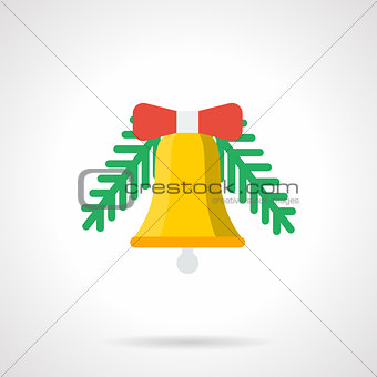 Yellow Christmas bell flat color vector icon