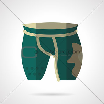 Green cycling shorts flat color vector icon