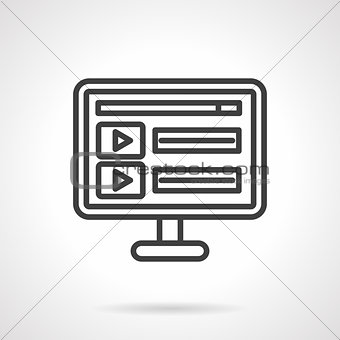 Online video black line vector icon