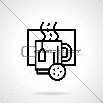 Cup with hot drink black line vector icon