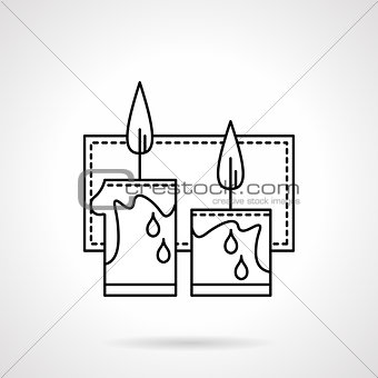 Festive candles black line vector icon