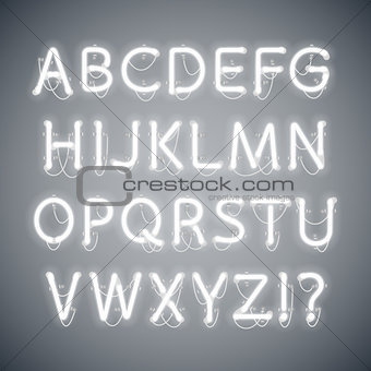 White Glowing Neon Alphabet