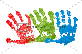 Three child's handprints