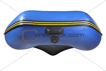 Bow  inflatable, rubber blue boat with keel,  isolated on white.