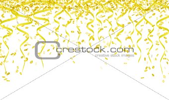 yellow confetti and ribbons