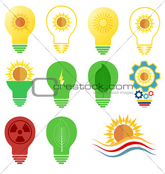 Vector logo and icons set energy and sun power theme