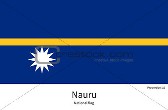National flag of Nauru with correct proportions, element, colors