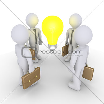 Businessmen and light bulb