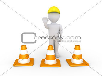 Worker and cones