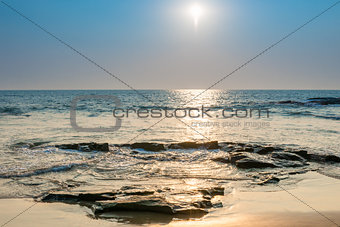 seascape. bright sun on the surface of the sea