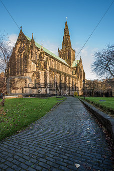 Cobbled path at Glasgow Cathedral, Scotland