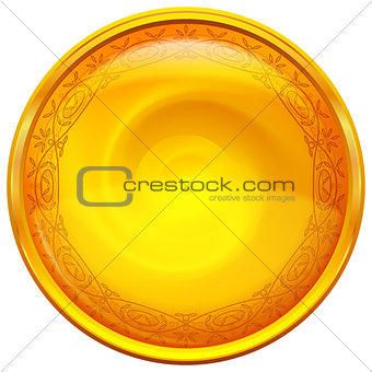 Golden button with pattern