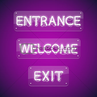 White Glowing Neon Entrance Signs