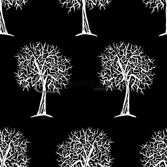Vector seamless pattern with trees silhouettes