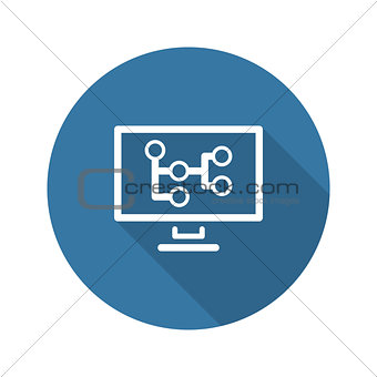 Mind Map Icon. Business Concept. Flat Design. Long Shadow.