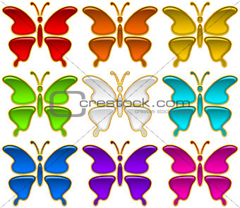 Colorful Buttons Set, Butterflies