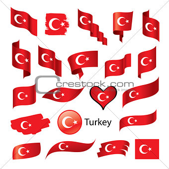 set of flags for Turkey