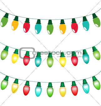 variations of Christmas lights isolated on white