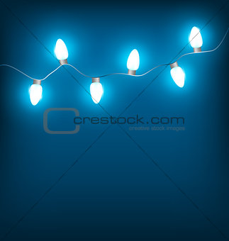 White Christmas lights on blue