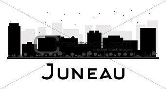 Juneau City skyline black and white silhouette.