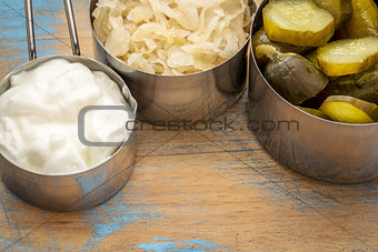 sauerkraut, pickles and yogurt
