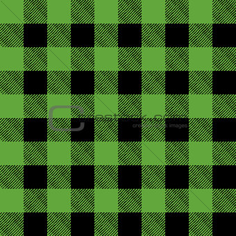Tiled Green and Black Flannel Pattern Illustration