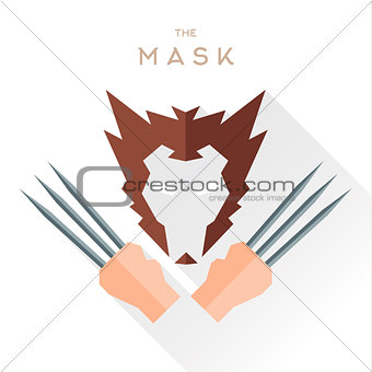 Mask Hero superhero flat style icon vector logo, illustration, villain