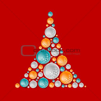 Bright abstract fir tree from Christmas balls