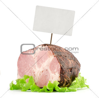 smoked ham with price tag
